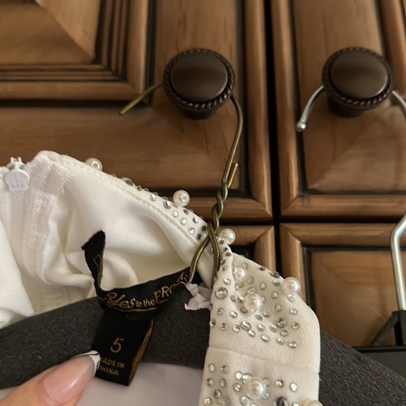 Say Yes to The Prom Dress White with Pearls and Rhinestones - Picture 5 of 5